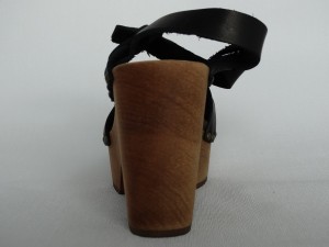 Sanita Wood Pax Chunk Sandal Full Grain Leather Black