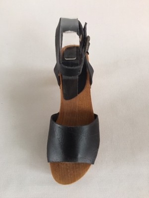 Sanita Wood Yoleen Flex Sandal Vintage Leather Black 459357